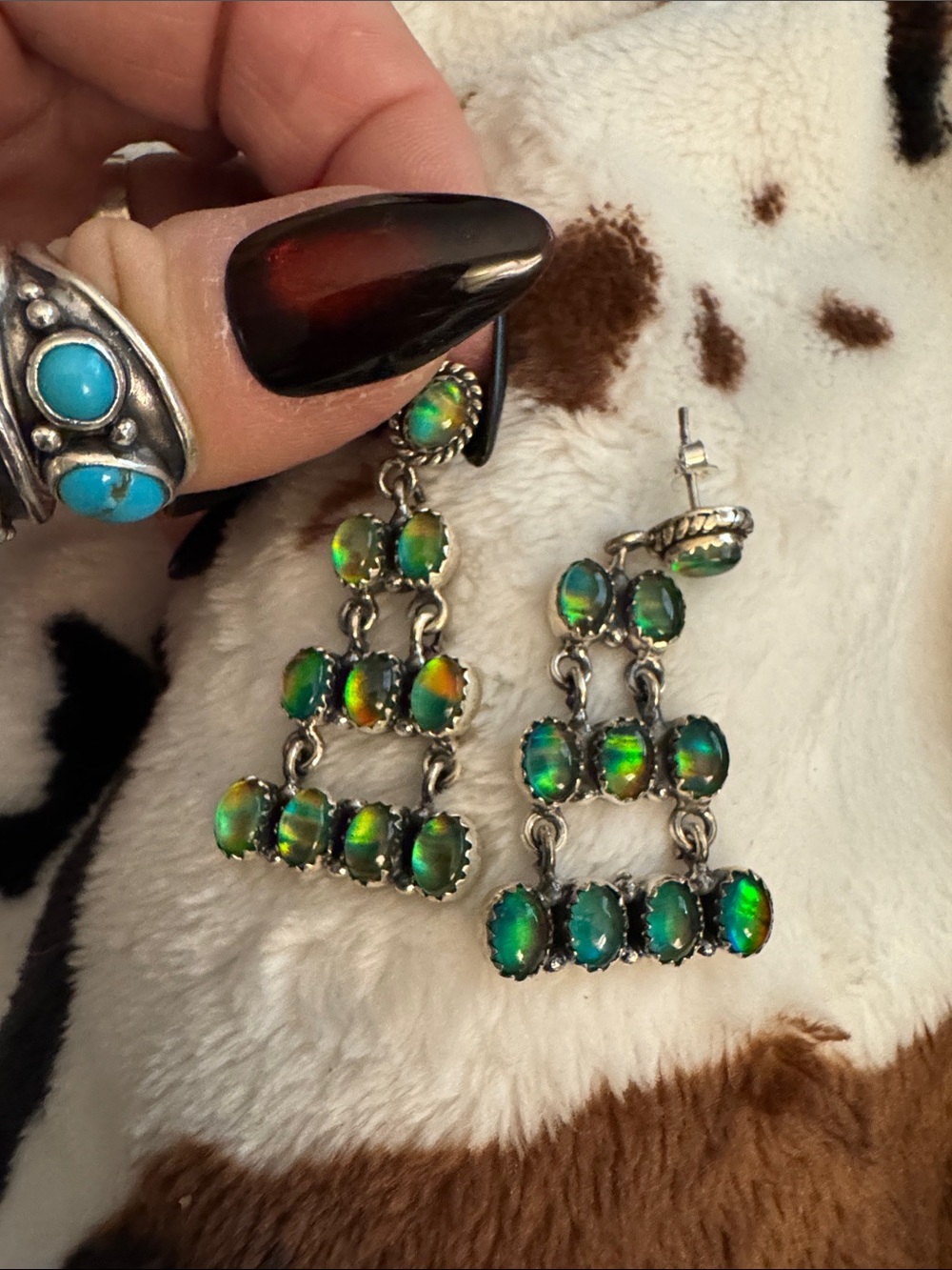 Aurora Green Opal Drop Earrings - 925 silver Women Jewelry